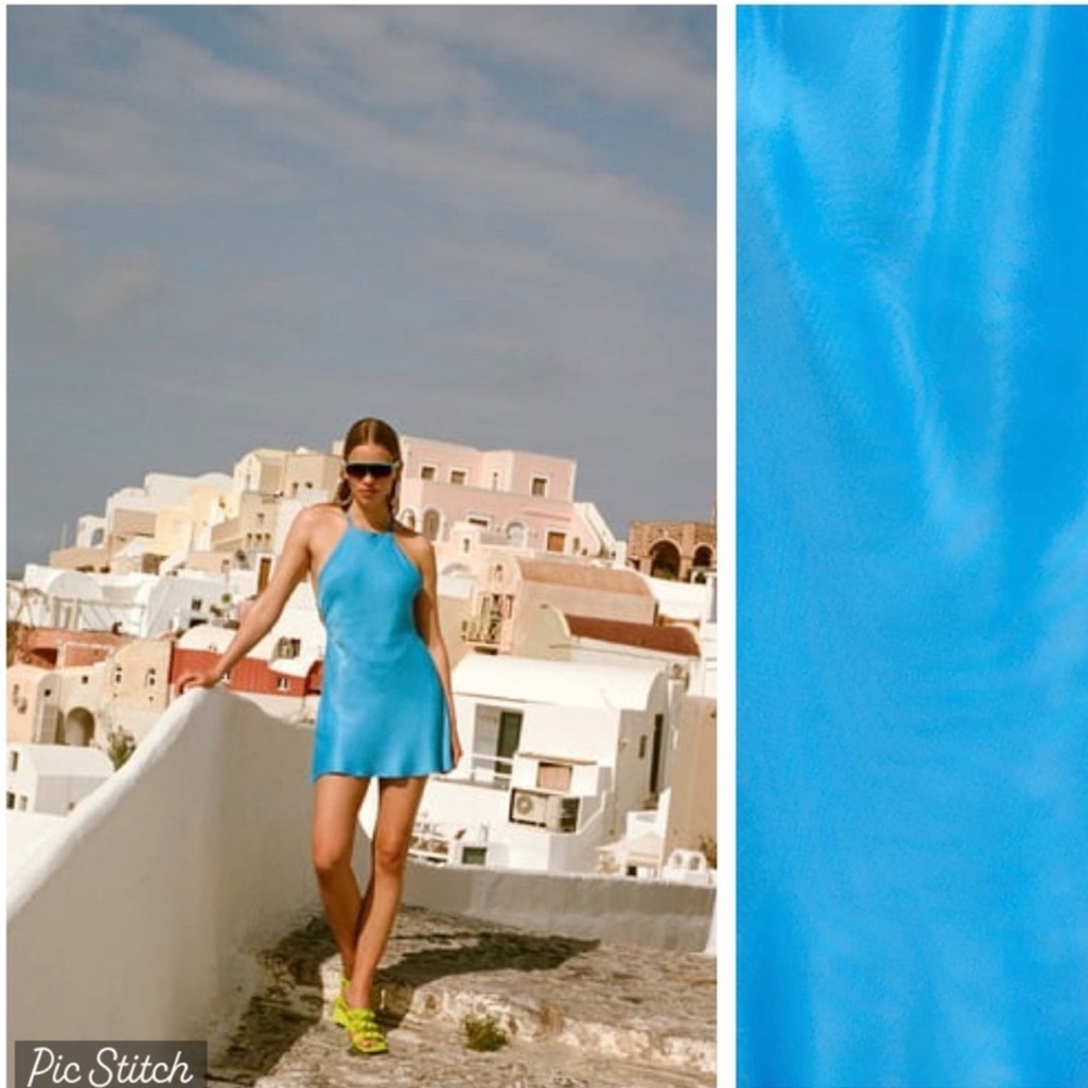 Zara Halter mini blue dress